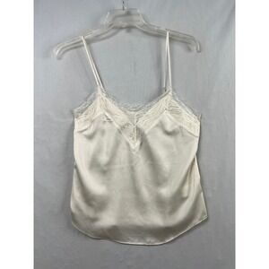 Express Camisole Women S Ivory Excellent Lace Trim Satin Adjustable Straps Top